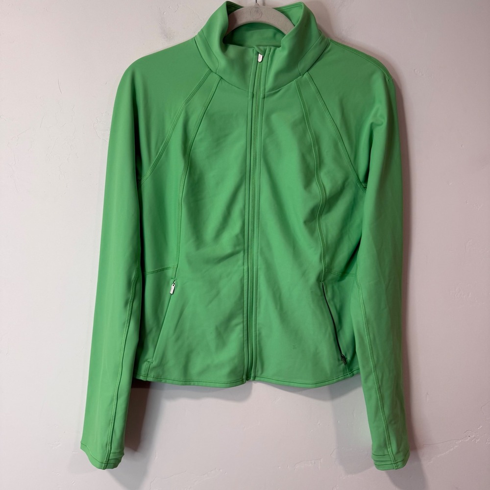 Athleta Womens Interval Full Zip Jacket Medium Green Athletic Running 818685-10